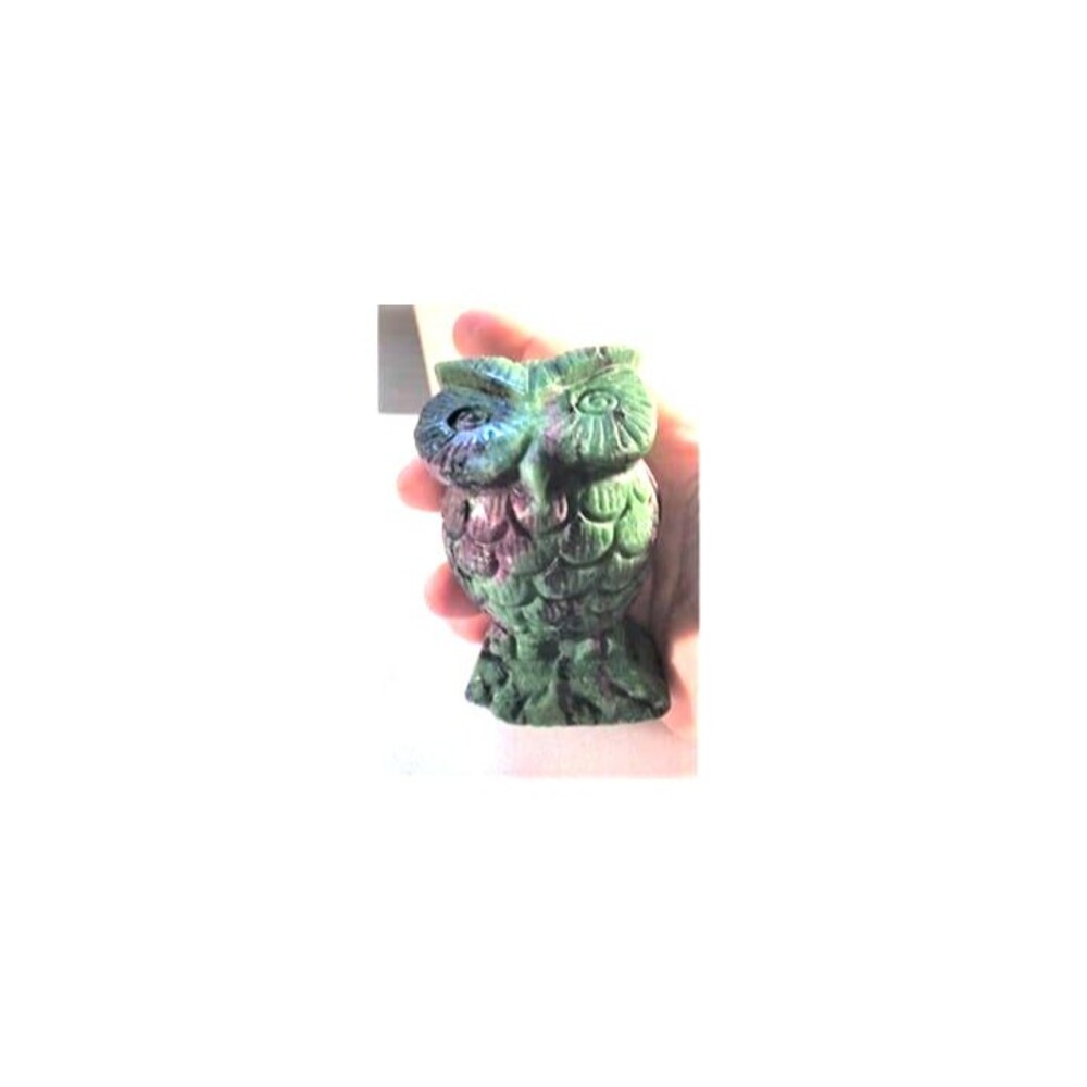 Ruby Zoisite Owl Carving